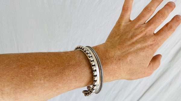 Trio of Three Silver Bangles from the Karen Hill Tribe of Thailand