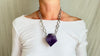 Huge Amethyst Pendant Necklace. Chunky Silver Chain. Sterling Silver. 2230