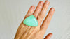 Oversized Chrysoprase Cocktail Ring. Gorgeous Green Color. Adjustable Band. Handmade Sterling Silver Jewelry. 0918