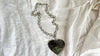 Huge Labradorite Heart Pendant Necklace. Chunky Silver Chain. Sterling Silver. 2288