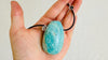 Large Amazonite Pendant on a Leather Cord with Sterling Silver Closure. Designer Necklace. 4098