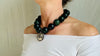 Serpentine and Antique Indian Pendant Necklace. Dark Green Matte Stones.