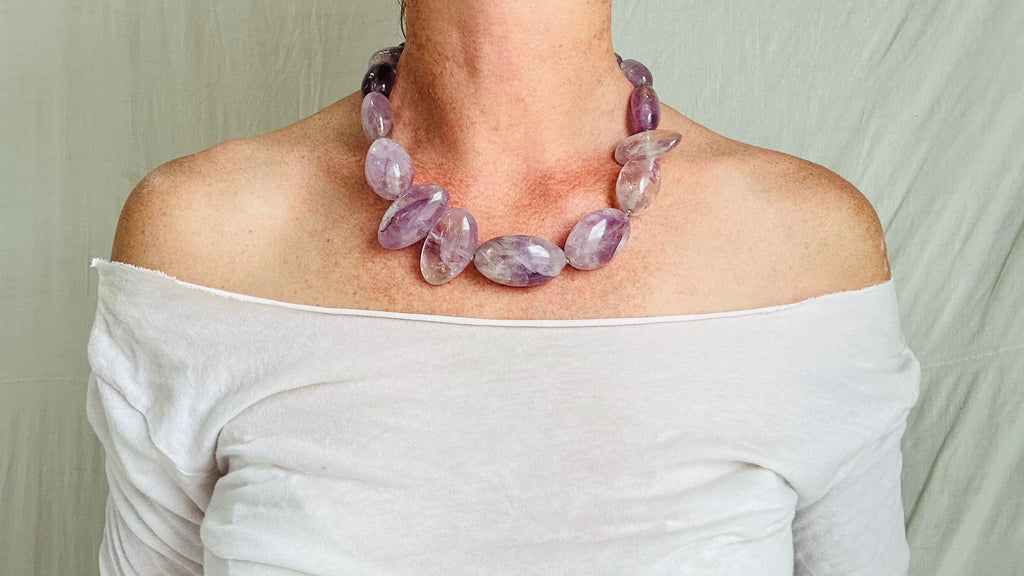 Amethyst & Silver Necklace. Sterling Silver.