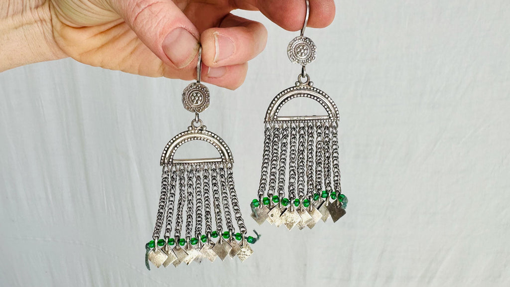 Vintage Uzbek Bukhara Silver Earrings. Very Rare Sterling Silver Treasures. 4172