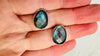 Labradorite Post Earrings. Flashy Blue Stone. Handmade Sterling Silver Jewelry. Small Gift for Her. 0548