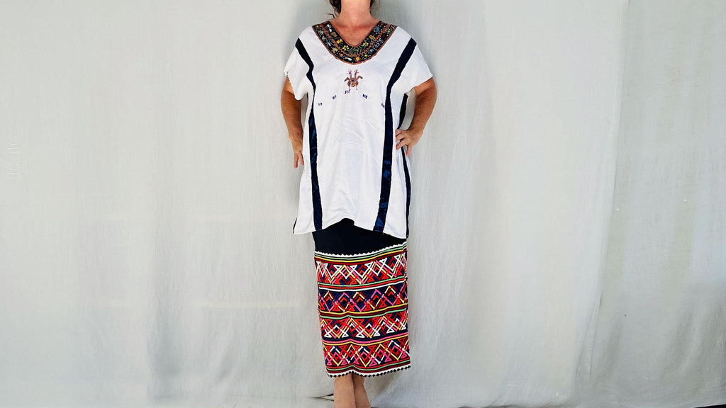 Huazolotitlan Huipil & Skirt. Oaxaca, Mexico. Handwoven and Embroidered. Huipil.