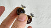 Large Amber Barbell Earrings. Double Sided. 2085