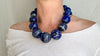 Lapis Lazuli Necklace. Large Spheres. Sterling Silver. 0821