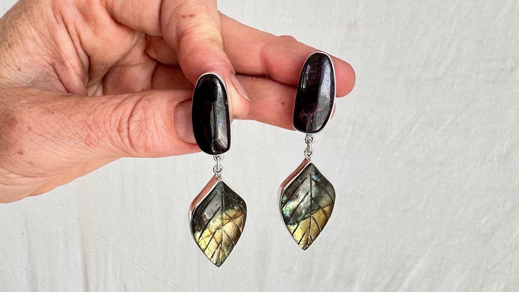 Sugilite & Labradorite Earrings. Sterling Silver. Atelier Aadya. 1337