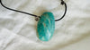 Large Amazonite Pendant on a Leather Cord with Sterling Silver Closure. Designer Necklace. 4098