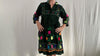 Vintage Uzbek Suzani Hand-Embroidered Velvet Dress. XS-M