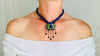 Lapis Enamel Pendant Necklace. Antique, Sterling Silver. 2646