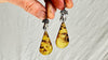 Amber Drop & Sterling Silver Cast Hands Earrings. 0826