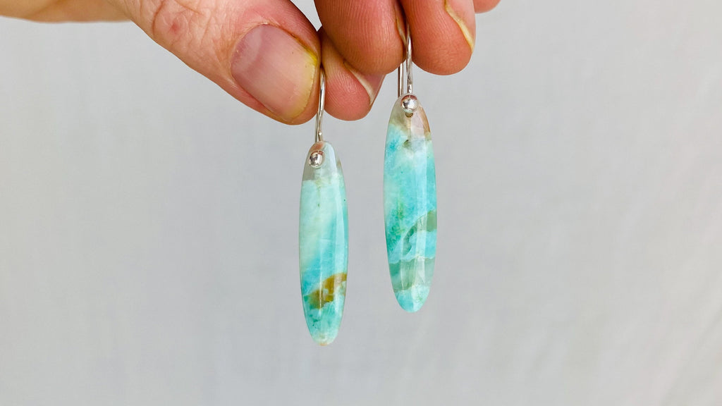 Chrysocolla and Sterling Silver Earrings. Atelier Aadya. 1247