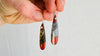 Stone Mosaic Earrings. Labradorite and Red Jasper Intarsia Jewelry. 2360