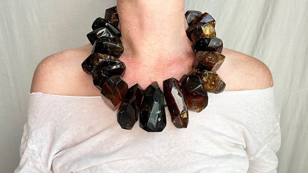 Huge Graduated Amber Necklace. Faceted. Mexican Amber. Dramatic and Gorgeous!