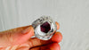 Amethyst Slice Cocktail Ring. Oversized Sterling Silver Designer Ring. Botanicals. Gorgeous! Size 8.5. 4127