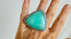 Oversized Chrysoprase Ring. Gorgeous Color. Adjustable. 0719