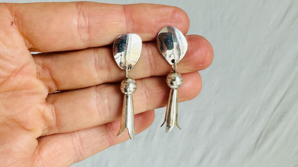 Squash Blossom Earrings: Handcrafted Sterling Silver Jewelry, Unique Southwestern Style, Bohemian Chic Accessories 2578