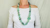 Long Fluorite Necklace. Handmade Beaded Jewelry. Beautiful Blue Green Stone. Statement Necklace.