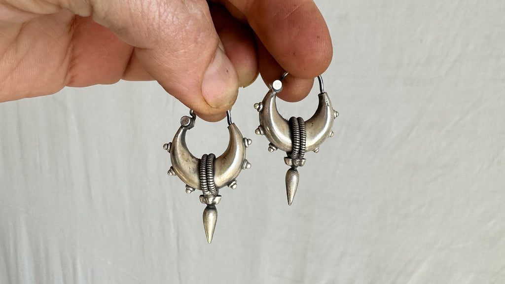 Fat Hoop Earrings India. Sterling Silver. 1083