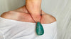 Large Amazonite Pendant. Leather & Silver Cord