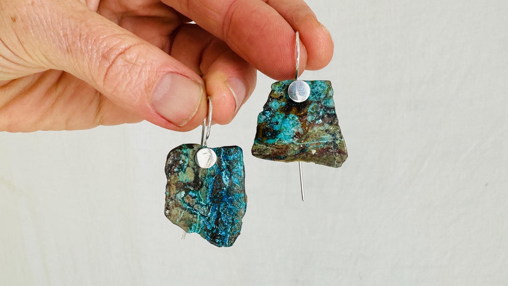 Chrysocolla Earrings. Handmade Sterling Silver Earrings. Atelier Aadya Designer Jewelry. Gift for Her. 4056