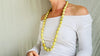 Long Vintage Yellow Calcite Necklace. Beautiful Melon Shaped Beads. Handmade Beads.