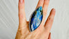 Faceted Labradorite Botanicals Cocktail Ring. Handmade Sterling Silver Jewelry. Size 6. 4163