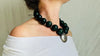 Serpentine and Antique Indian Pendant Necklace. Dark Green Matte Stones.