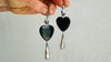 Heart & Bells Obsidian Earrings. Sterling Silver. 2582