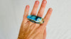 Labradorite Two Finger Ring. Adjustable Sizing. Handmade Sterling Silver. Gorgeous Flash. 4047