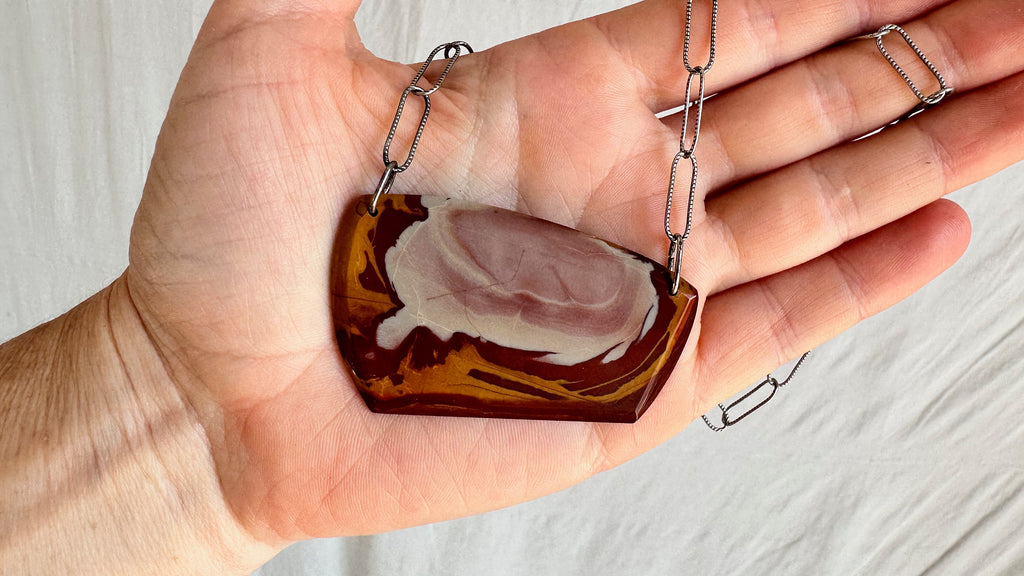 Picasso Jasper Pendant on a Silver Chain. Sterling Silver. 1393