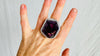 Amethyst Slice Cocktail Ring. Oversized Sterling Silver Designer Ring. Botanicals. Gorgeous! Size 8.5. 4127