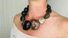 Green Jasper, Ammonite and Pyrite Necklace. Designer Stone Choker. 4069