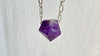 Huge Amethyst Pendant Necklace. Chunky Silver Chain. Sterling Silver. 2230