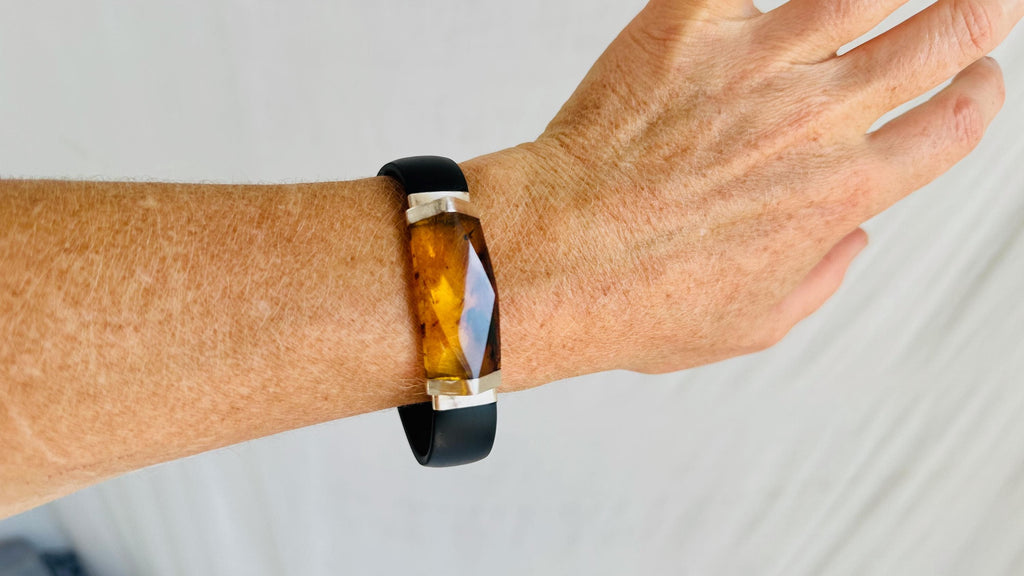 Amber & Silver Bracelet. Mexican Amber. Men's Gift. 0378