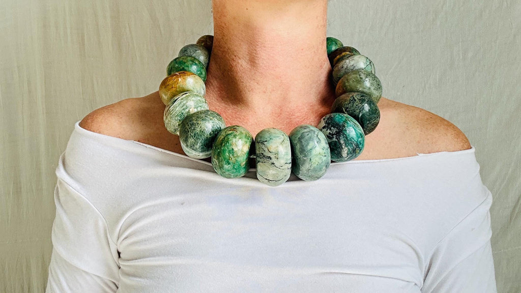 Mayan Guatemalita Jade Ceremonial Necklace. Guatemalan Made Beads.