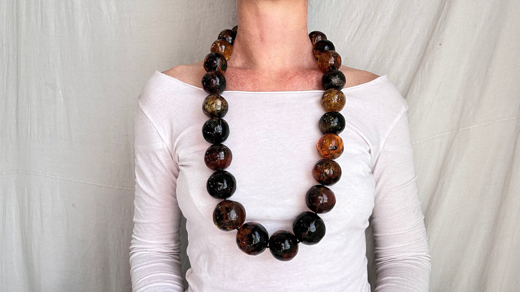 Huge Graduated Amber Round Bead Necklace. Dramatic and Gorgeous! IN COMPLIANCE