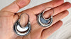 Vtg Oaxacan Hoop Earrings. Media Luna. Sterling Silver. Mexico. Frida Kahlo 1305