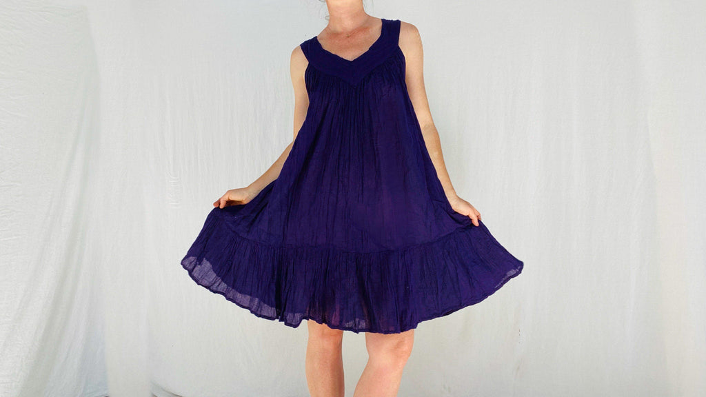 Mexican Gauze Dress. Electric Violet