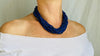 Lapis Lazuli and Antique Silver Necklace. Multi Strand - Aadya Bazaar