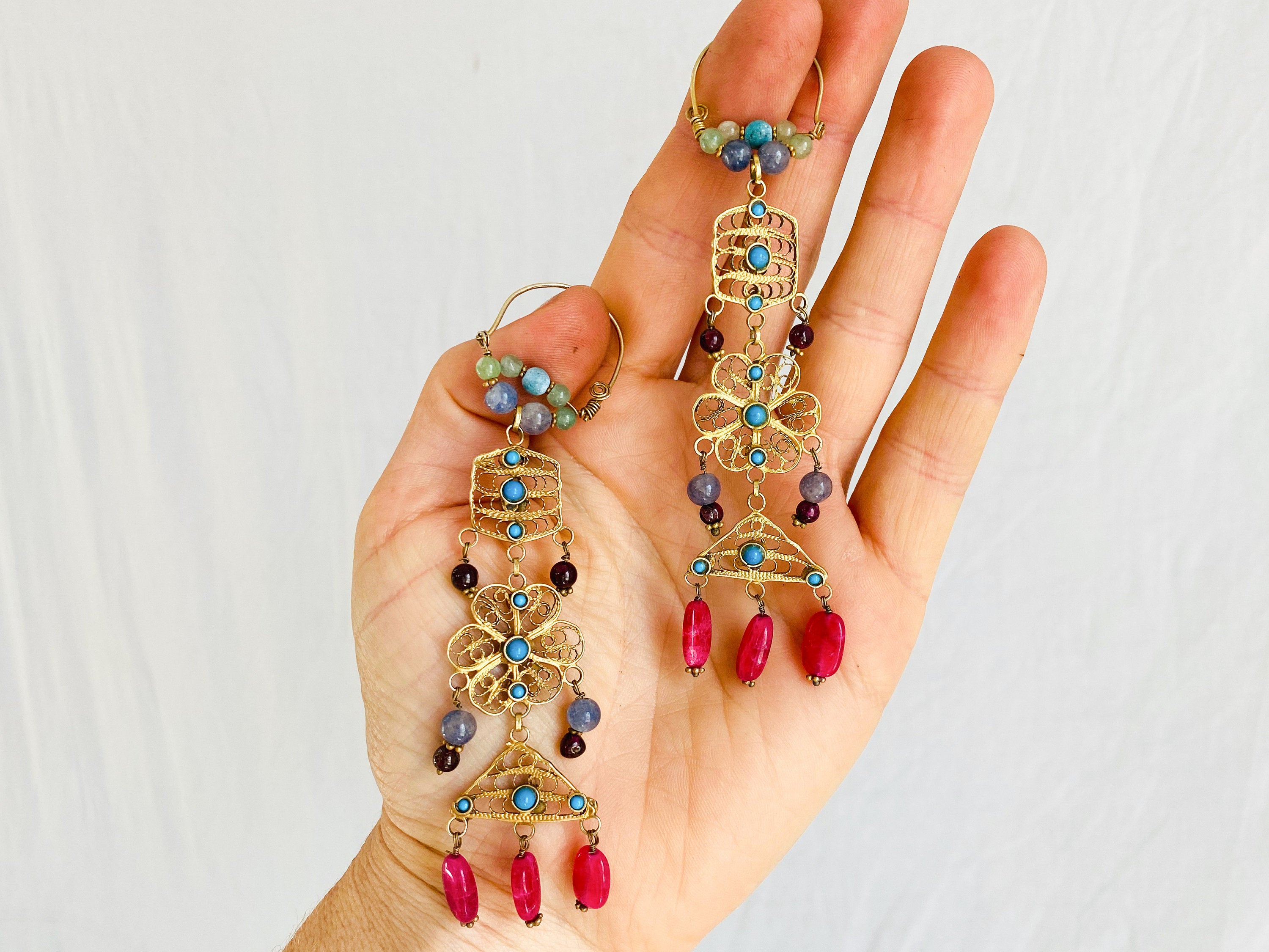 Handmade, silver, store gold plated, turquoise earring, earrings, Bukhara