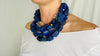 Lapis and Karen Silver Beaded Multistrand Necklace. - Aadya Bazaar