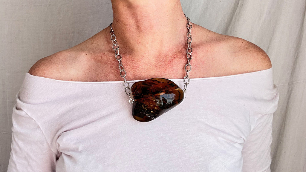 Large Amber Pendant on a Silver Chain. 1279 ***IN COMPLIANCE WITH Etsy Regulations***