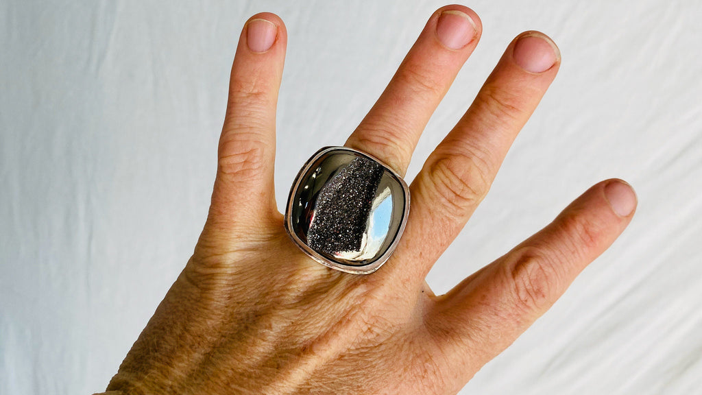 Pyrite Druzy Ring. Size 5.5