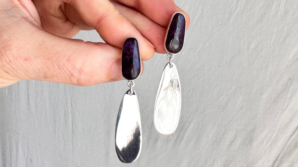 Sugilite and Sterling Silver Earrings. Atelier Aadya. 1321