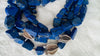 Lapis and Karen Silver Beaded Multistrand Necklace. - Aadya Bazaar