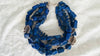 Lapis and Karen Silver Beaded Multistrand Necklace. - Aadya Bazaar