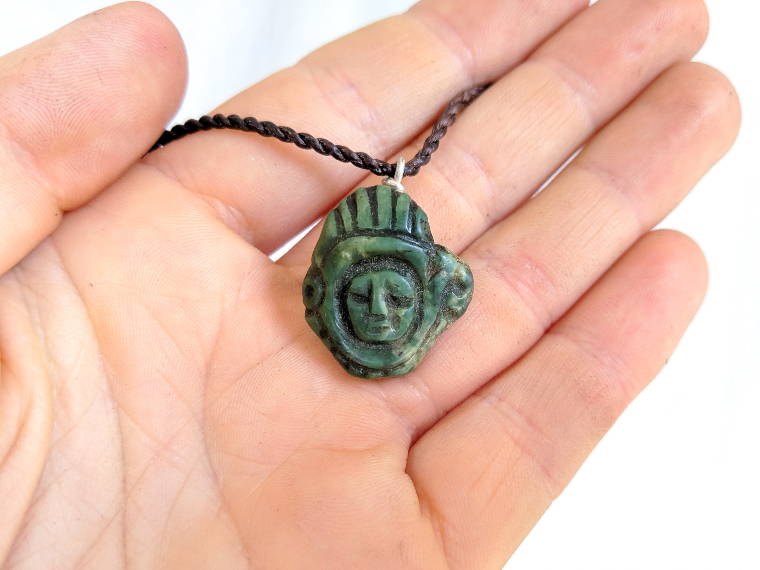 Antique Mayan Jade Pendant. Guatemalan.